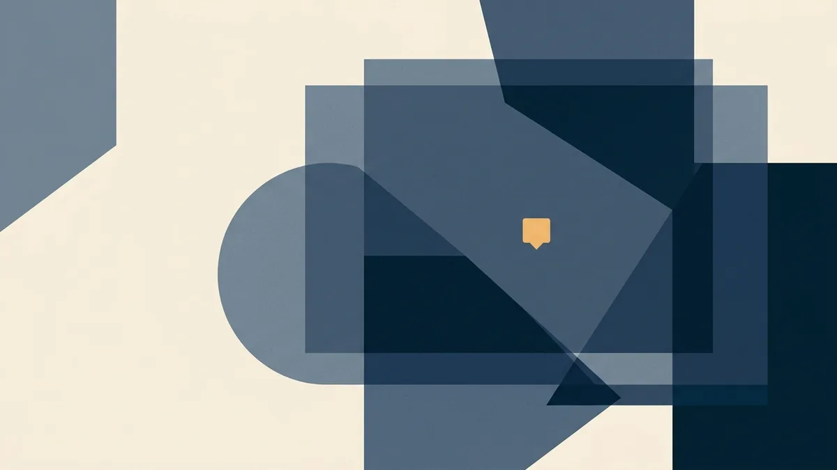 Abstract illustration of overlapping translucent regions of differing shapes, with a single point sitting inside one region rather than another.