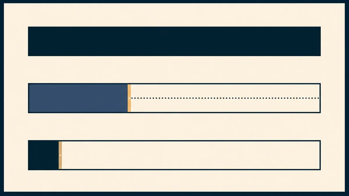 Abstract illustration of three horizontal progress tracks at markedly different stages of completion.