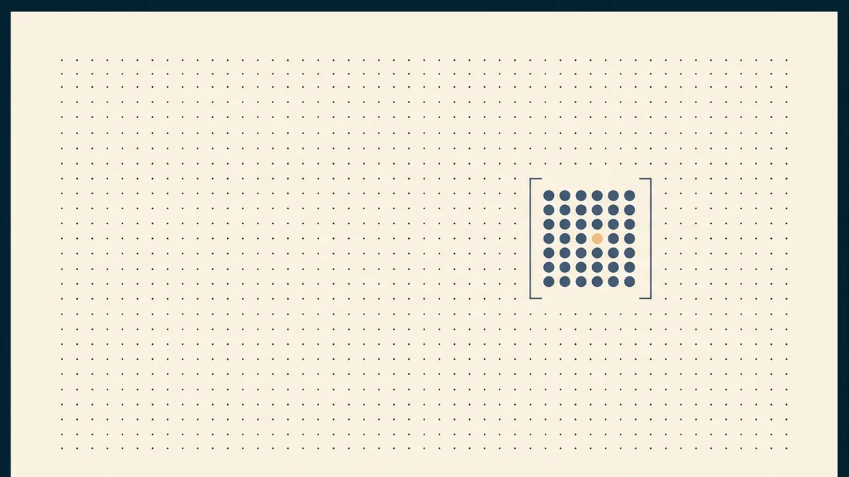 Abstract illustration of a small measured allowance of units drawn from a much larger field.